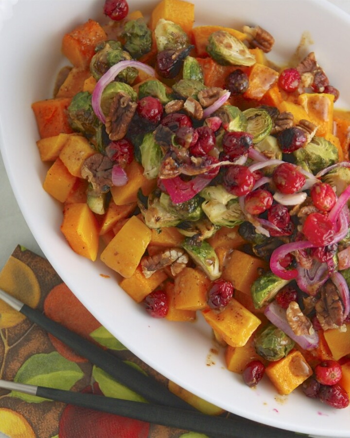 Maple Dijon Roasted Brussels Sprouts & Squash