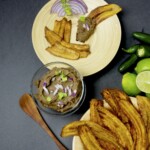plantain chips and black bean dip