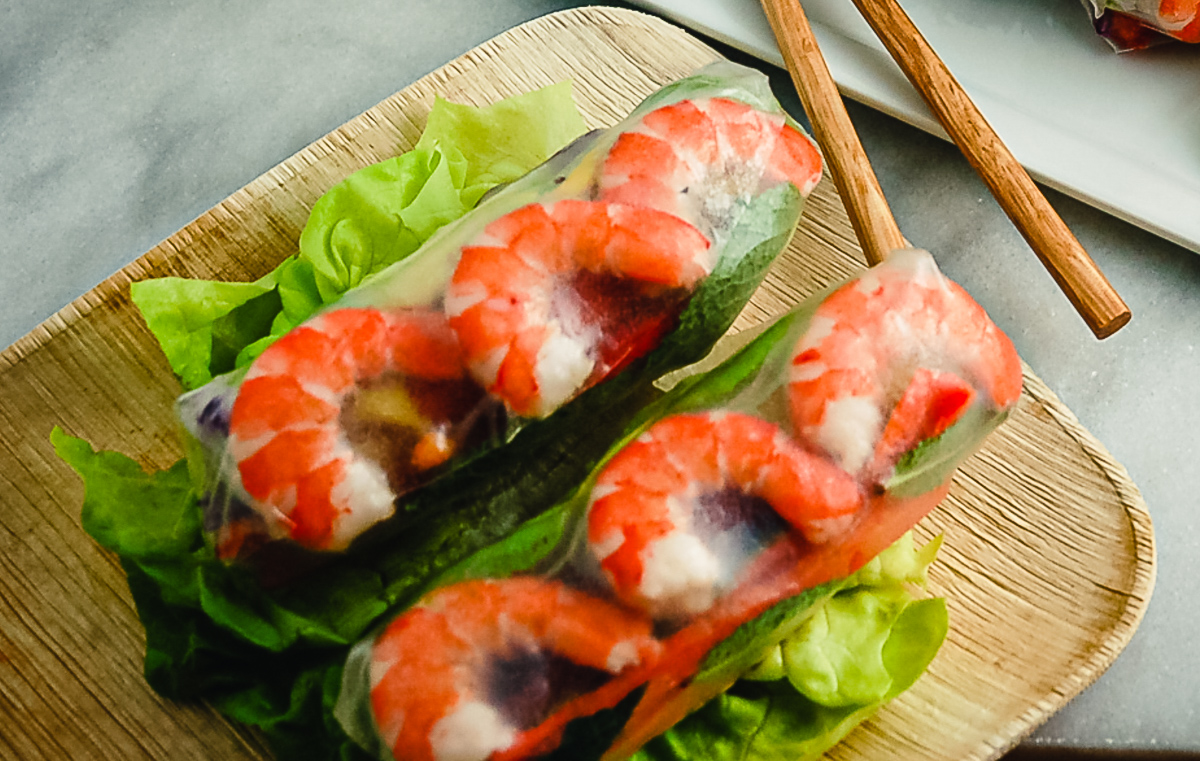 shrimp summer rolls rolled