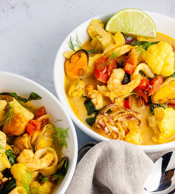 coconut curry soup with seafood